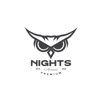 Great Horned Owl Face Vintage Logo