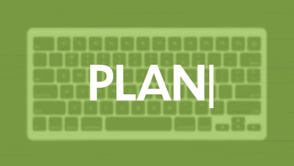 Plan title. Modern flat web template with keyboard template on gray background