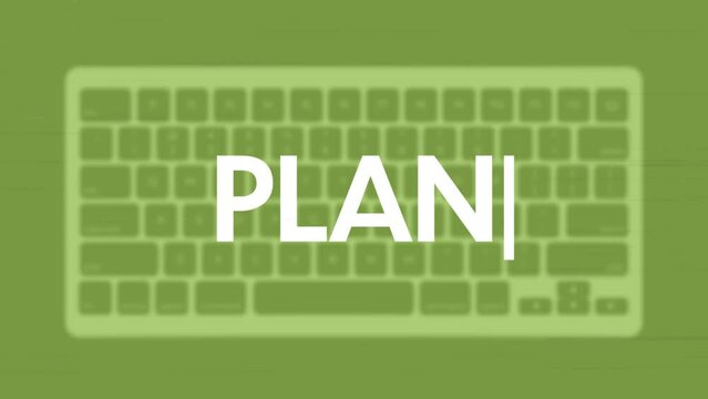 Plan title. Modern flat web template with keyboard template on gray background