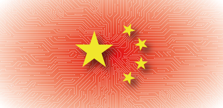 Platine mit Sternen der Volksrepublik China in wei&szlig; und rot