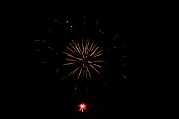 beautiful fireworks on the dark sky