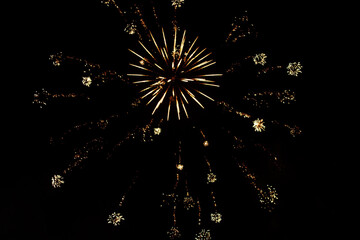 beautiful fireworks on the dark sky
