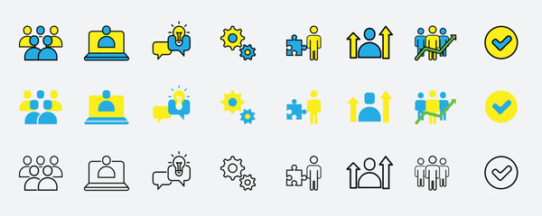 Set of Business audit, Startup strategy and Employee icons. Management line icons. Business strategy