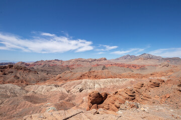 View of red rock formations at Lake Mead Recreation Area in Nevada