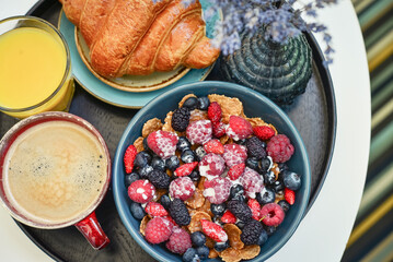 Healthy breakfast with berries