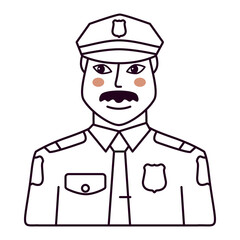 Police agent.Policeman avatar.Policeman line icon.Isolated on white background. Vector flat illustration.