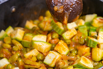 various traditional Tunisian dish with various ingredients of the country