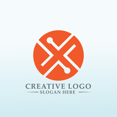 Fototapeta na wymiar Design financial crypto currency logo letter X