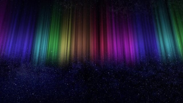 Aurora Borealis sky rainbow space night CG image.