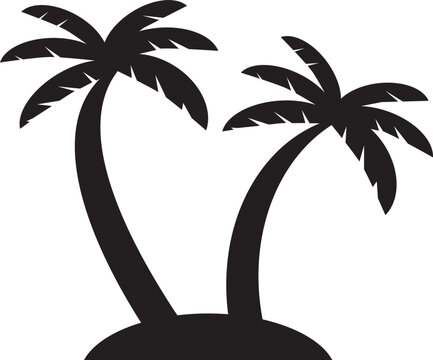 Palm Trees, Vector Illustration. Two Black Palm Trees On A White Background.