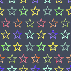 Decorative seamless pattern star asterisk on dark background, design for textile - obrazy, fototapety, plakaty