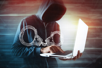 Cyber Security concept:  handcuffs icon