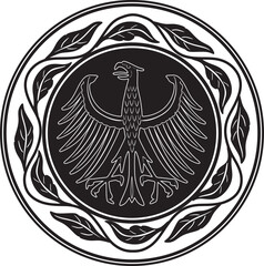 eagle bird logo with vintage frame vector design