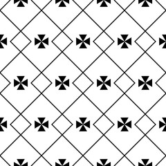 Geometric background with maltese cross, seamless pattern vector illustration