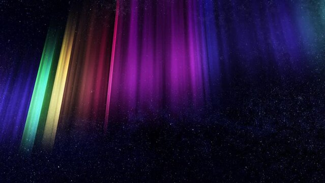 Aurora Borealis sky rainbow space night CG image.