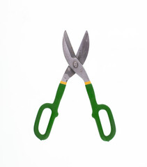 scissors for cutting metal sheets isolated on white background