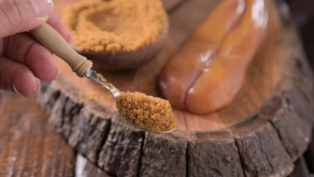 Bottarga, dried roe of mullet. Sardinian Food. FOR A dish with traditional Italian pasta from the South, dried sardine roe, and thin pasta. High quality footage