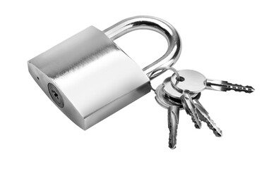 Lock with key on white