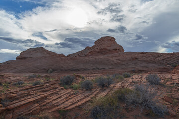 Rock formations viewed from the Beehive trail in Page, Arizona