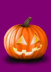 Jack-o'-lantern, illustration of a pumpkin head decorated for halloween.