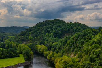 View from on top of the South Holston Earth Dam in Tennessee.