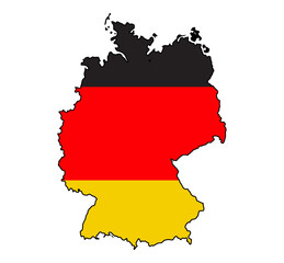 map of Germany slightly simpliefied with outline as silhouette 3d-illustration