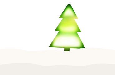 abstract bright vibrant christmas fir tree on snow 3d-illustration