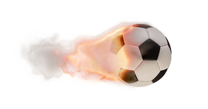 soccer ball as fast concept with fire and flame and smoke 3d-illustration