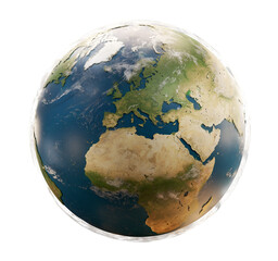 planet earth globe focus on Europe and Africa 3d-illustration. elements of this image furnished by NASA - obrazy, fototapety, plakaty