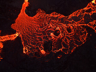 Iceland volcano eruption Meradalir with lava
