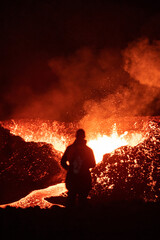 Iceland volcano eruption Meradalir with lava