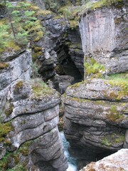 Layered rock in crevice