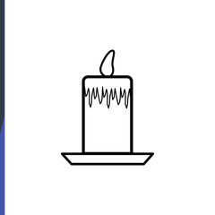 Burning candle, Halloween holiday, web icons, thin line vector icons