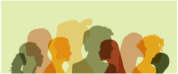 Banner background of human profile silhouette, vector illustration	