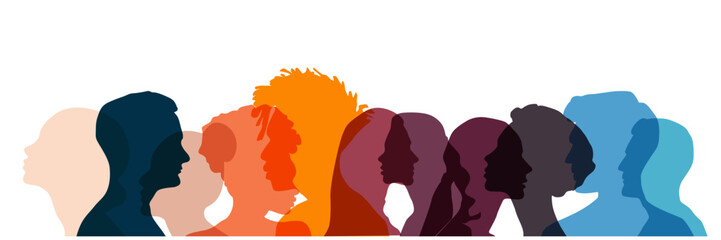 Banner background of human profile silhouette, vector illustration	