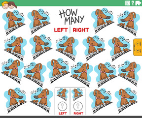 counting left and right pictures of cartoon dog playing the piano