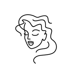 Face logo girl beauty salon. Hairdresser, hair care. 
