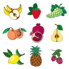 set of fruits and berries