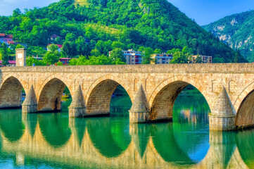 Fototapeta premium Mehmed pasha Sokolovic bridge in Visegrad, Bosnia and Herzegovina.