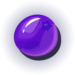 3D Illustration of bluberry for game items. Realistic bright berry on a dark background. Vector illustration