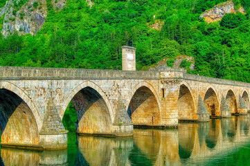 Fototapeta na wymiar Mehmed pasha Sokolovic bridge in Visegrad, Bosnia and Herzegovina.