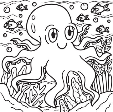 Octopus Coloring Page for Kids