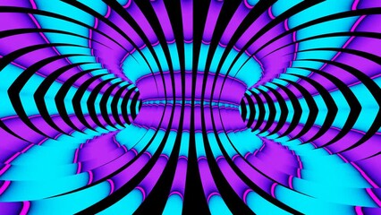 Abstract purple and blue led neon rotating torus tunnel vj loop animation 3d render