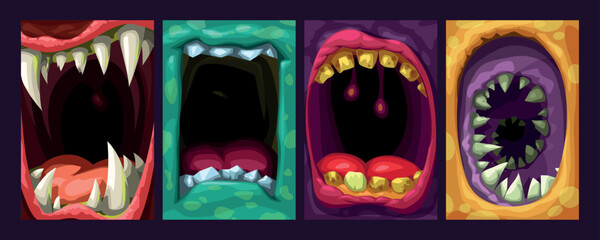 colorful cartoon style monster mouths in set © ifh85