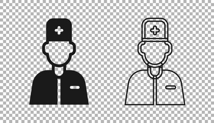 Black Male doctor icon isolated on transparent background. Vector