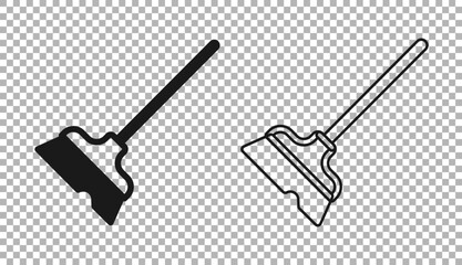 Black Mop icon isolated on transparent background. Cleaning service concept. Vector