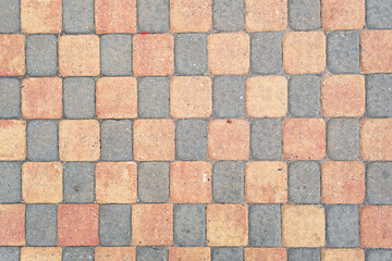 Stone patio tiles. Texture Figured Paving Slabs. seamless texture. high resolution. Coating with modern textured paving tiles of square shape. Paving slabs close up as a background