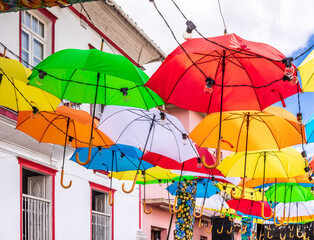 Fototapeta na wymiar Itabira Winter Festival Umbrellas