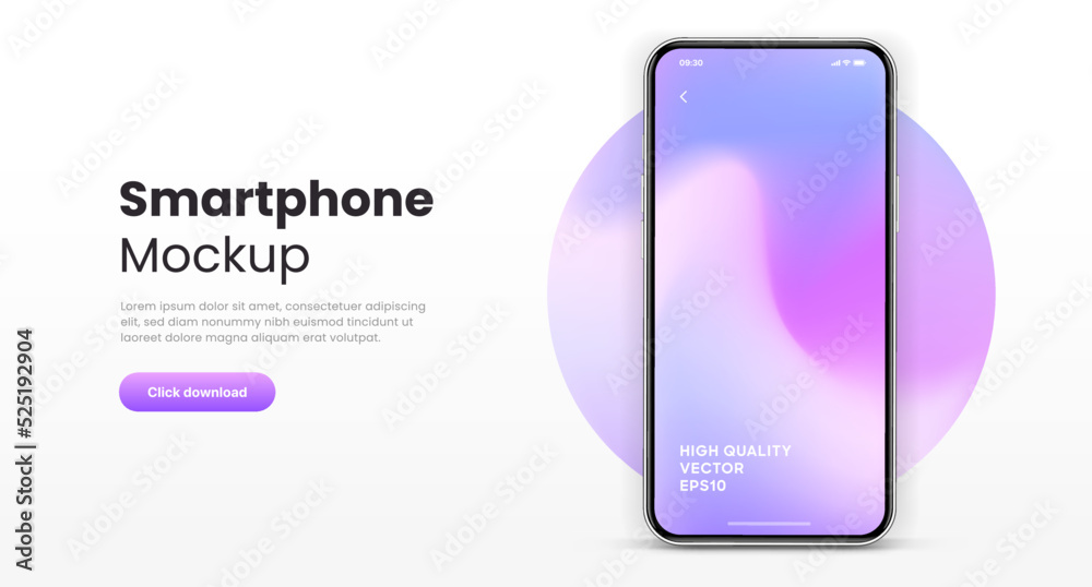 Leinwandbilder 3D realistic high quality smartphone mockup isolated with white blank screen. Smart phone mockup collection. Device front view. 3D mobile phone with shadow on white background.