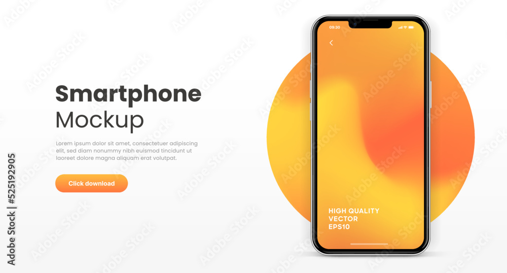Aufkleber 3D realistic high quality smartphone mockup isolated with white blank screen. Smart phone mockup collection. Device front view. 3D mobile phone with shadow on white background.